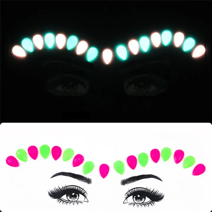 2  Luminous Chest Face Stickers For Women Masquerade Party Decor  Resin Diamond Crystal Diy Eyebrow Eye Face Jewelry Sticker Crafts