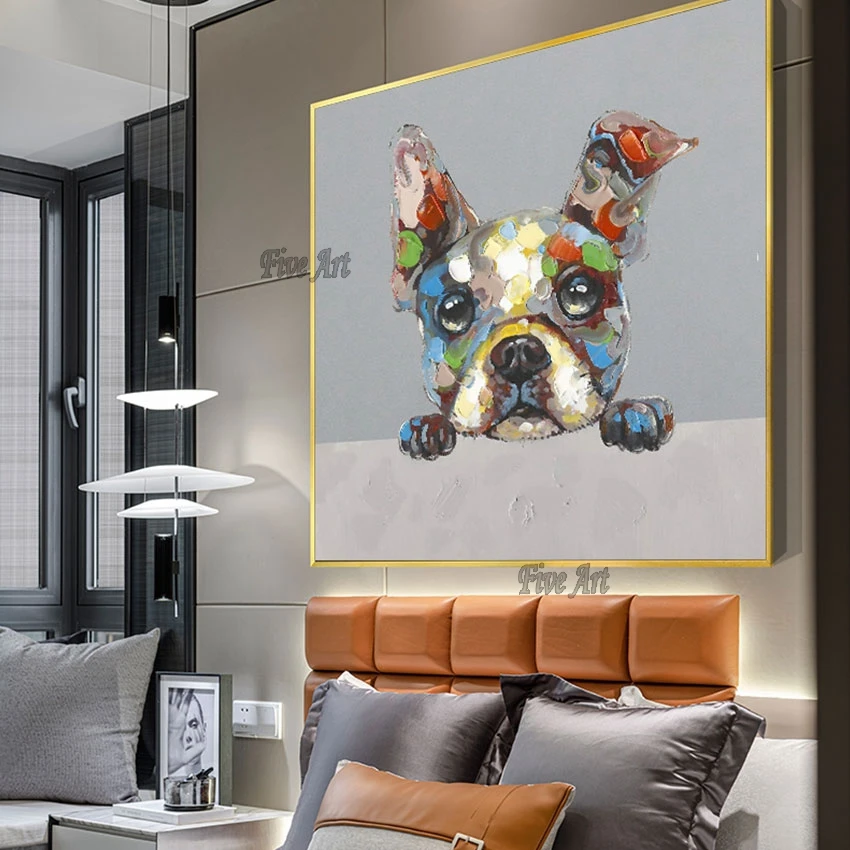 

Palette Knife Puppy Animal Painting Wall Art Picture For Hotel Large Canvas Art China Import Item Decoration For Home Unframed