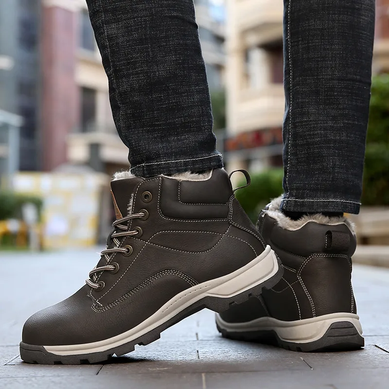 Safty Shoes Winter Ankle Boots Man Shoes Outdoor Sneakers Snow Boots Military Boots Boys Flats Army Platform Boots hombre