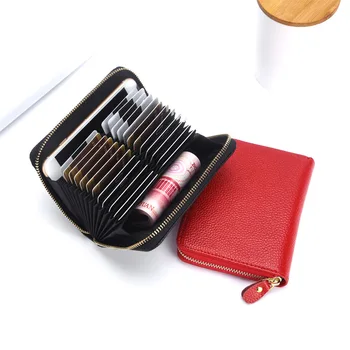 

Versatile Large Capacity Genuine Leather ID Card Hand Wallet Double line Passport Organiser Bag Package Card Grid Coin Pocket