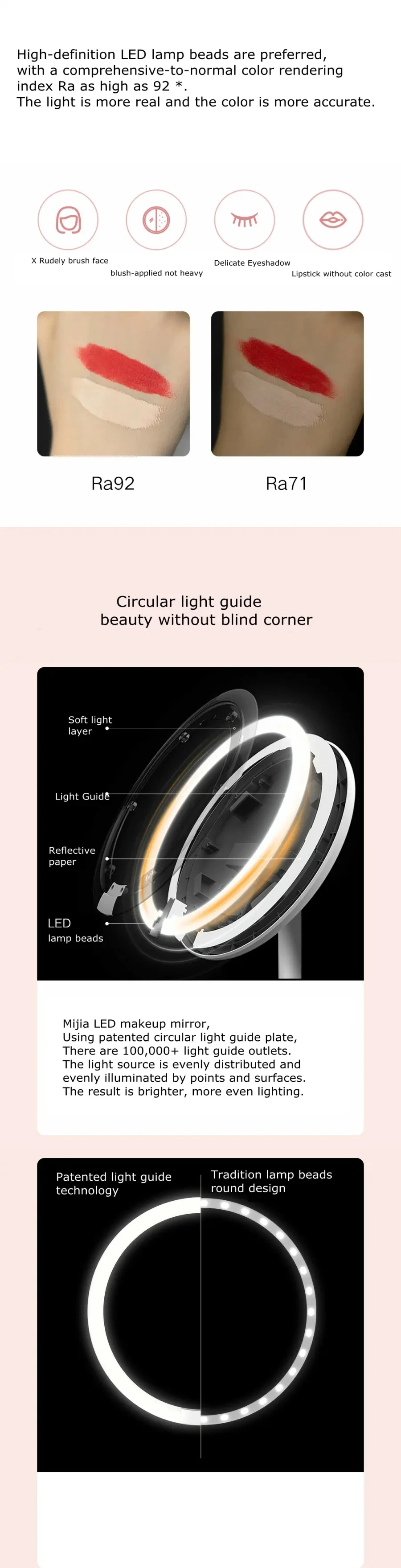 Newest Xiaomi mijia Makeup Mirror Desktop LED Lighted Portable Type-C Charging Touch Screen Adjustable Mirrors Brightness (2)