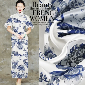 

(50 cm/lot) printed crepe satin silk fabric for sewing pure silk fabrics charmeuse cloth Chinese vintage ethnic DIY patchwork