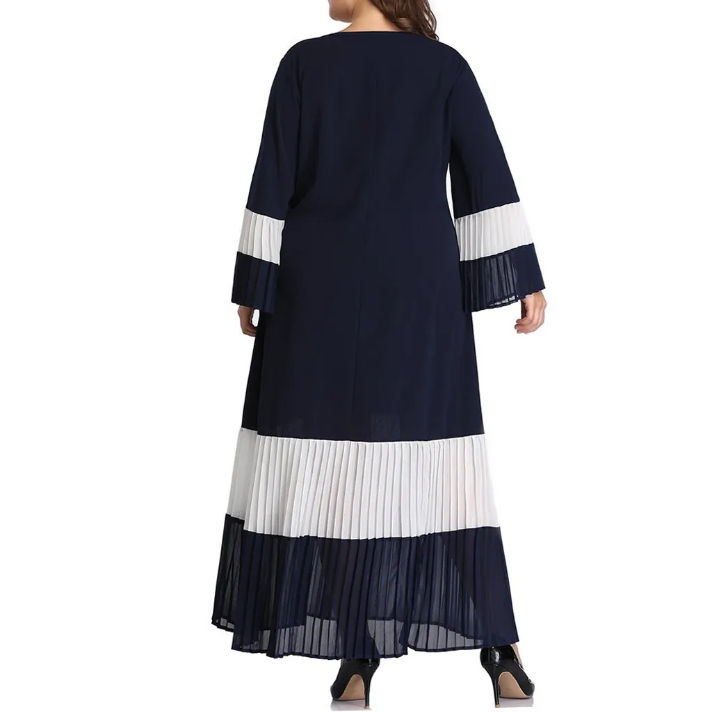 Женское платье ropa mujer vestidos de verano vestidos verano mujer robe Повседневное платье с длинным рукавом в полоску ТРАПЕЦИЕВИДНОЕ XL-5XL Z4
