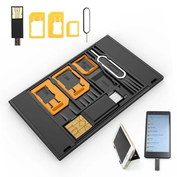 

5-in-1 Card Reader Pockets Kit USB 3.0 Multi-function Card Storage Box Mobile Phone Holder DU55