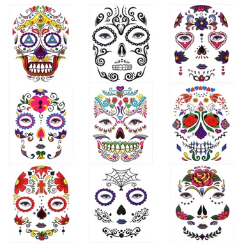 

9Pcs Floral Halloween Unique Face Tattoos Temporary Tattoos Temporary Sticker for Masquerade Performance