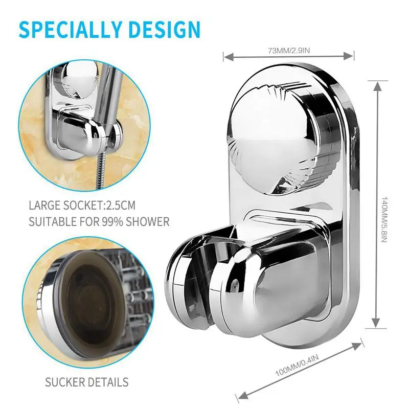 WSFS Hot 5 Mode Angle Adjustable Shower Head Holder, Super Power Vacuum Suction Cup Handheld Shower Bracket Wall Mount Showerhea