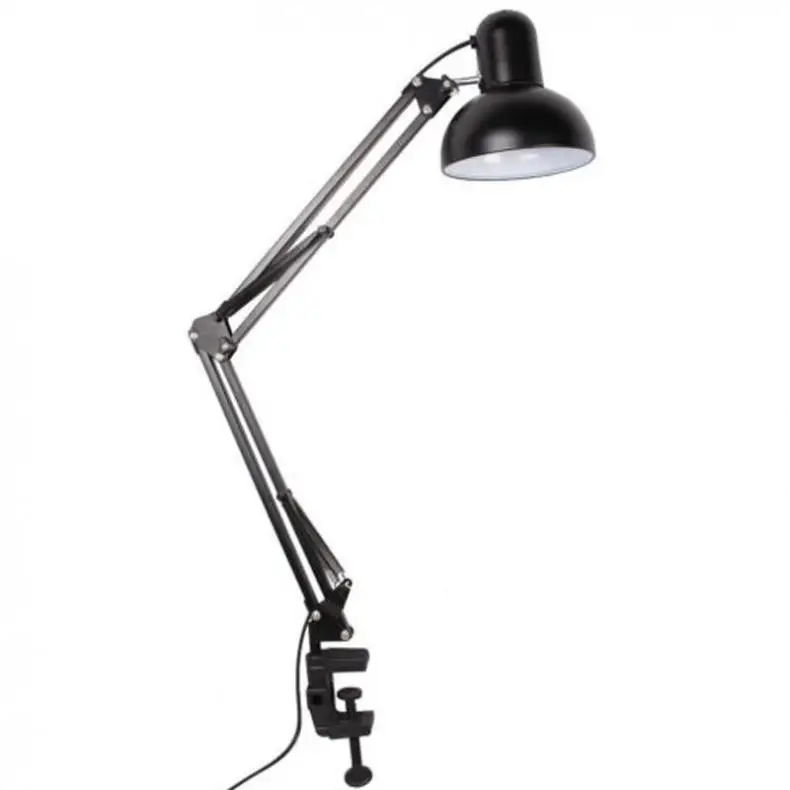 Гибкая Поворотная лампа с зажимом для офисной студии дома E27 настольная лампа черный Настольный светильник AC110V-240V светодиодные лампы