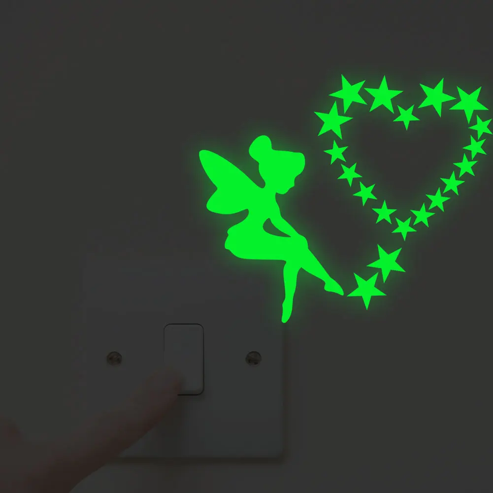 Luminous Switch stickers  stickerBedroom Wall Decoration Switch Vinyl Art Mural Decor Luminous angel Wall Sticker