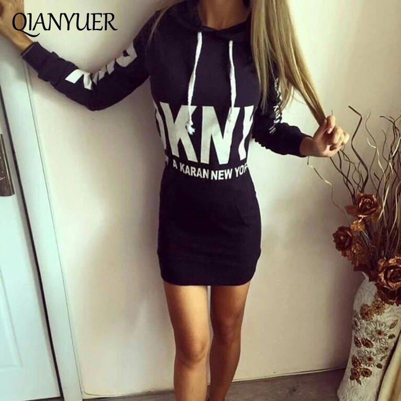 Женское сексуальное платье толстовка осень зима с капюшоном Модная посылка