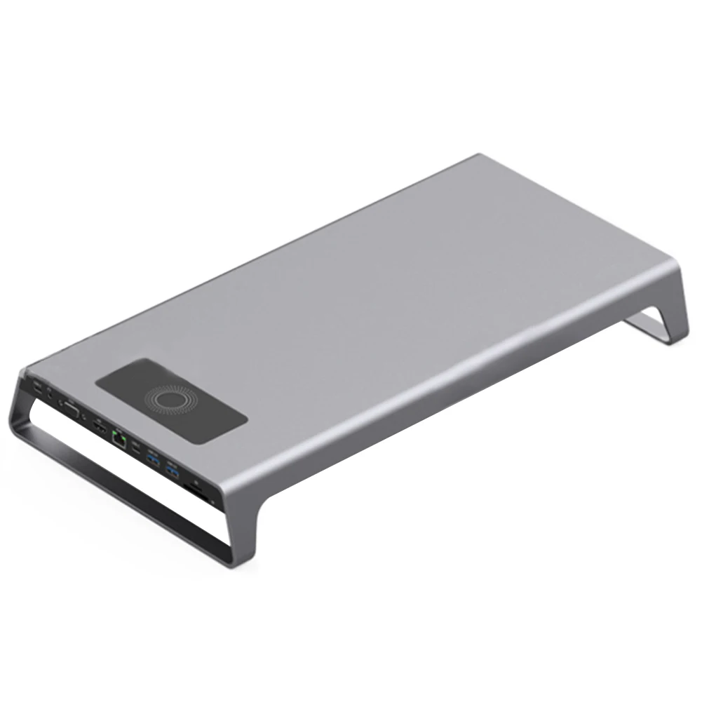 Алюминиевый монитор Стенд док-станция с USB C концентратор Поддержка 4K HDMI VGA TF карта беспроводной зарядки 999