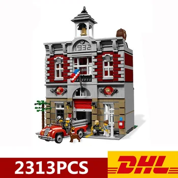

DHL Street View Series Nostalgic Fire Brigade Station 15004 84004 2313pcs Model Building Blocks Bricks City 10197 Toy