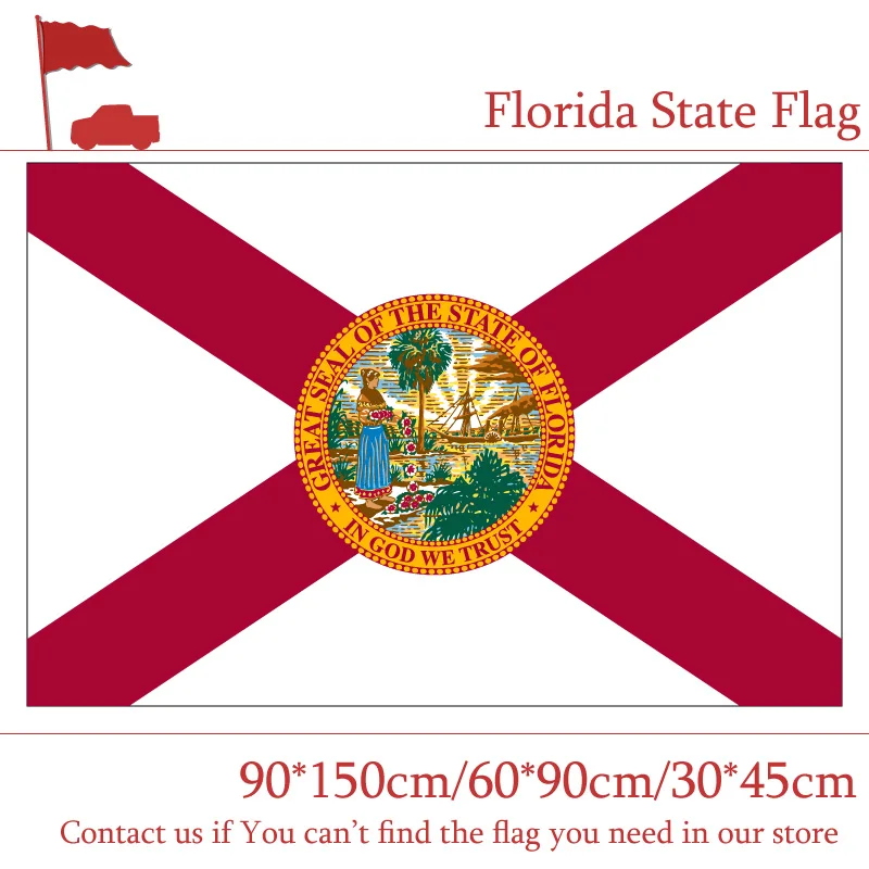 

Free shipping Florida State Flag Of America 150X90cm 60*90cm Banner With Brass Metal Holes 30*45cm Car Flag 3X5FT