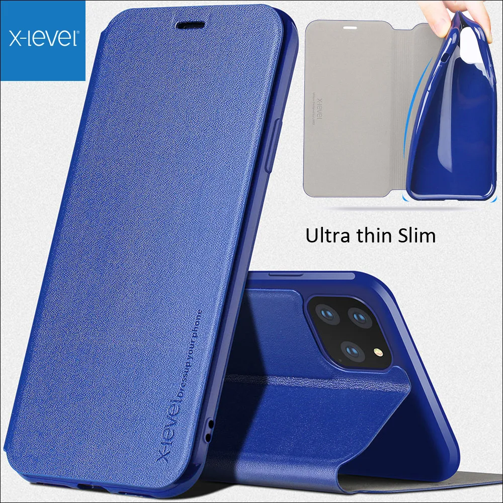 X-Level Книга Флип кожаный чехол для iPhone 11 Pro Max ультра тонкий