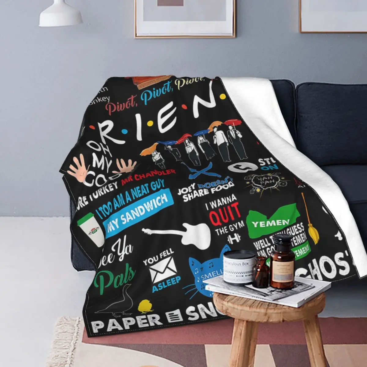 Friends TV Show Collage Blankets Flannel Winter Central Perk Portable