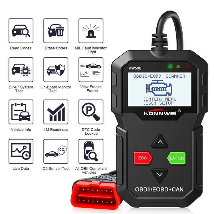 Профессиональный Автомобильный сканер OBD2, сканер, сканер кода, диагностический инструмент, автомобильный светильник для проверки двигателя, многоязычный инструмент для всех автомобилей