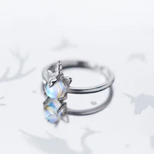 LOYE милое кольцо с милым единорогом, кольцо для открытия S925 стерлингового серебра, корейские модные кольца с лунным камнем для женщин, рождественский подарок, ювелирные изделия
