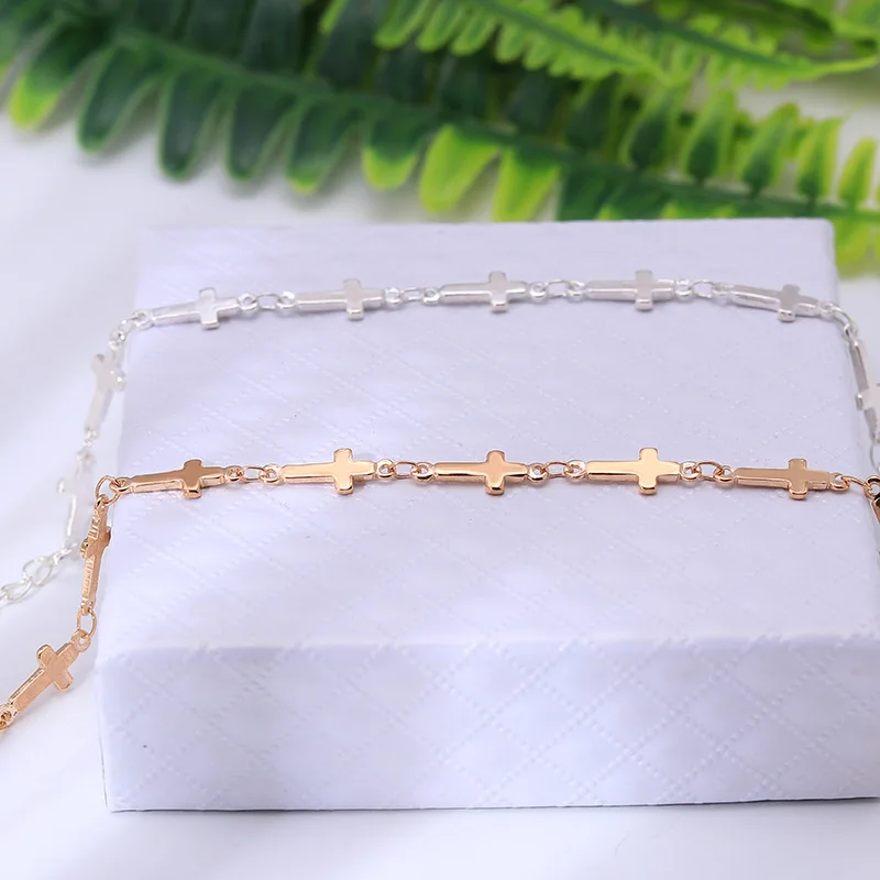 Kleine Kreuz Armbänder & Armreifen für Frauen 2 Farbe Valentinstag Einfache Stil Charme Schmuck – Detail 5