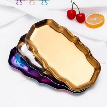 

Nordic Wave Metal Jewelry Display Tray Desktop Organizer Decoration Kitchen Food Storage Fruit Plate Ornaments