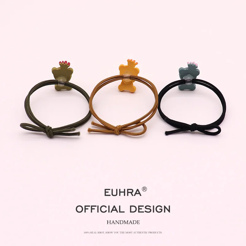 EUHRA, 5 цветов, застенчивый медведь, король, эластичные резинки для волос, резинки для волос для женщин и девочек, детские аксессуары для волос, резинка