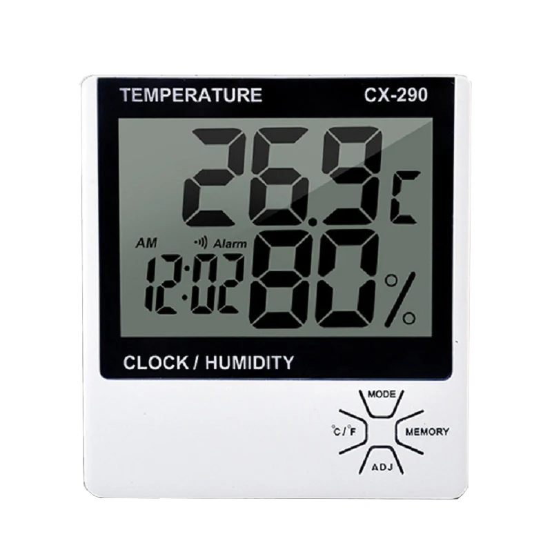 1 шт. термометром и гигрометром декоративные часы для метр с будильником Функция Дисплей показывает дату и время 12/24 часа в сутки режим памяти Функция комнатный термометр