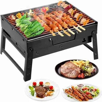 

Portable Iron Barbecue Grill Folding Grill Non-stick Surface Charcoal BBQ Grill For Outdoor Home Picnic Use Barbecue Accessories