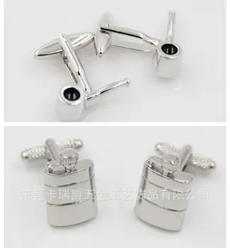 

10pairs/lot Creative Silver Tobacco Pipe/Flagon Cufflinks Flask Smoking Pipe Cigarette Holder Cuff Links Men Jewelry Wholesale