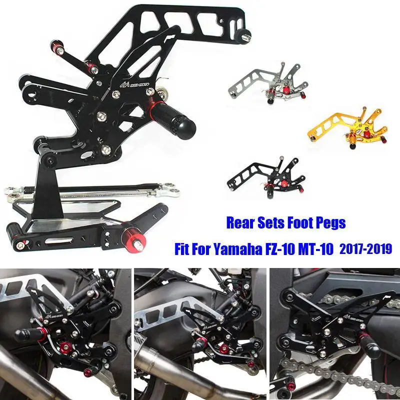 Blue CNC Adjustable Front Touring Foot Pegs For Yamaha MT-10 FZ-10 2016-2017 