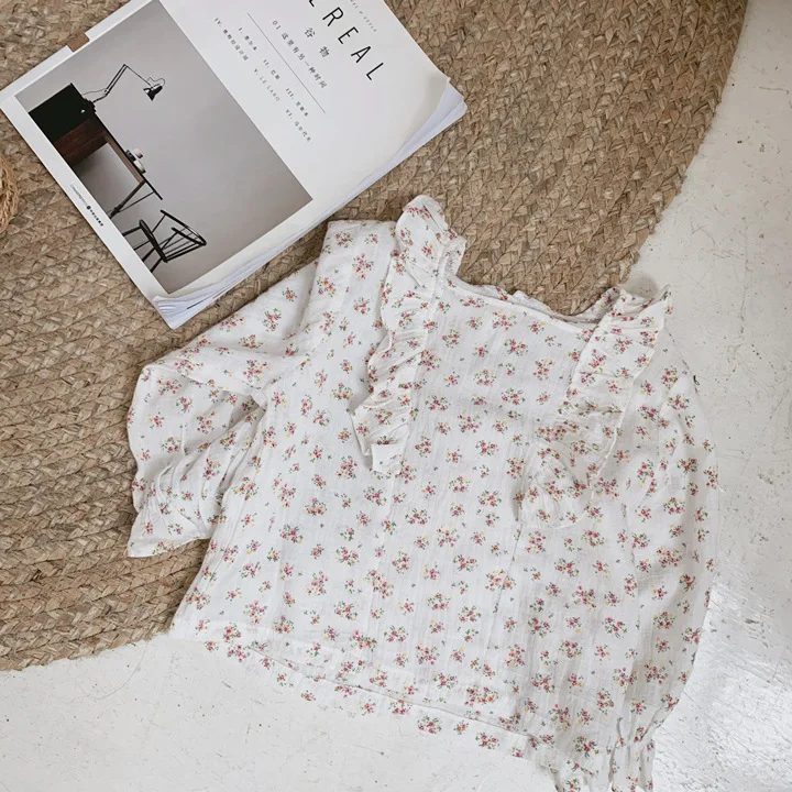 

2019 Autumn Kids Girls Blouse Ruffles T-shirt Korean Princess Kids Floral Clothings