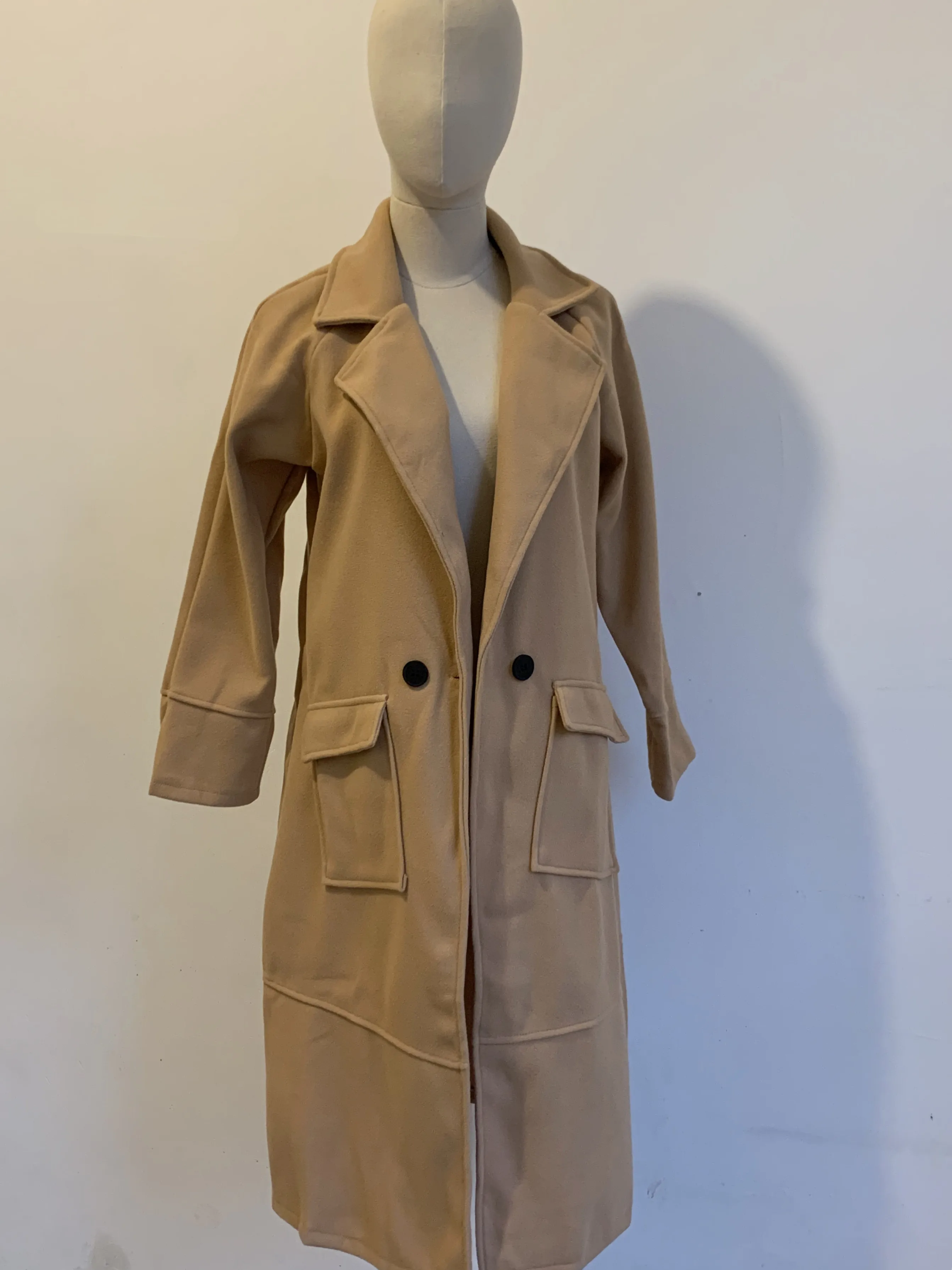2021 Autumn Winter Black Women's Coat Trench Wool Oversize Warm Lace Up Long Coats Female Elegant Fashion Casual Outerwear Lady