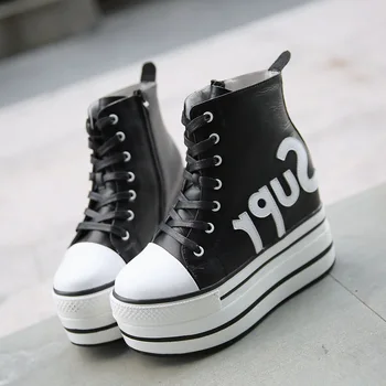 

CINESSD Genuine Leather Platform Sneakers Women Casual Shoes New 2020 Spring Fashion White Shoes For Women Sneakers Platform 33