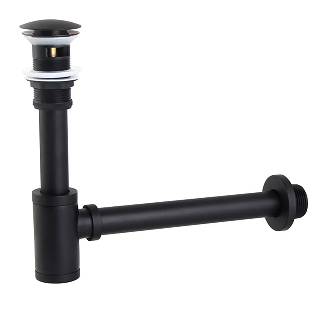 

Black Adjustable Bottle Trap Durable Rubber Home Luxury Bathroom Drain Basin Waste Universal Extension Sink Easy Install