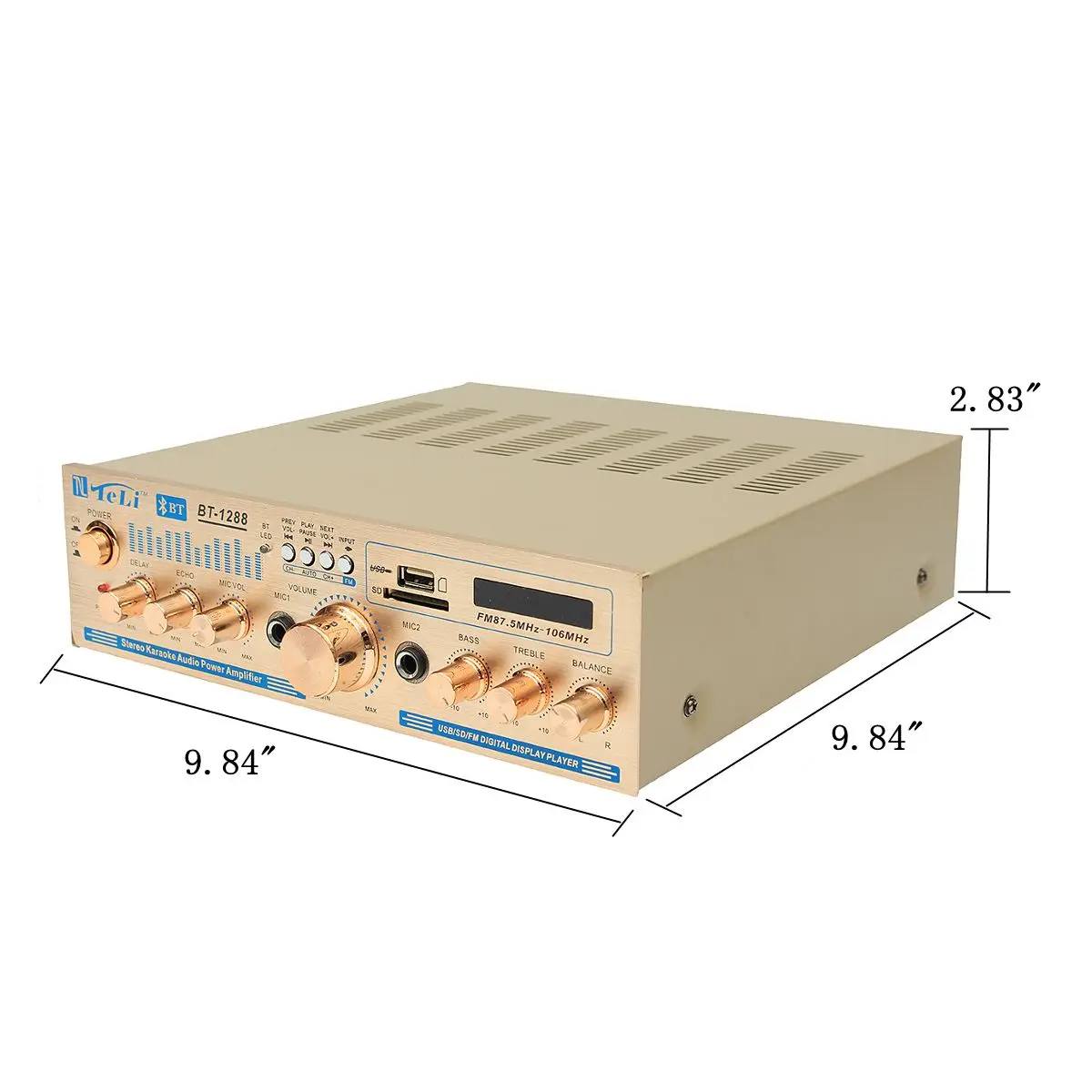 NEW AUX Audio Signal Input 600W Karaoke 5CH Stereo bluetooth Amplifier Board VU Meter Support FM USB SD with Remote Control