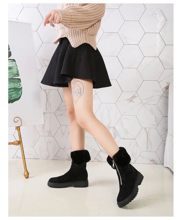 Women Ankle Boots Winter Flock Warm Plush Snow Boot Zipper Ladies Platform Shoes Fashion Fur Women High Top Boots botas mujer