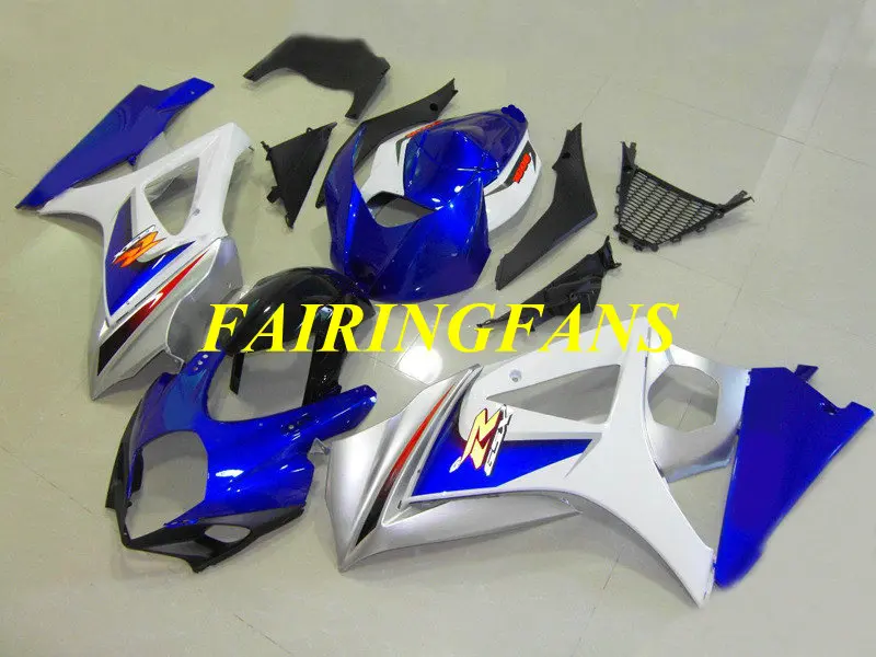 Литья под давлением обтекатель кузова для GSXR1000 07 08 GSX-R GSXR 1000 K7 2007 2008 Белый Синий Обтекатели+ подарки SK12
