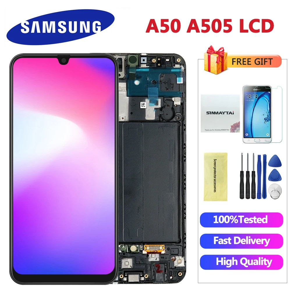 

New For Samsung Galaxy A50 SM-A505FN/DS A505F/DS A505 LCD Display Touch Screen Digitizer Assembly For Samsung A50 LCD