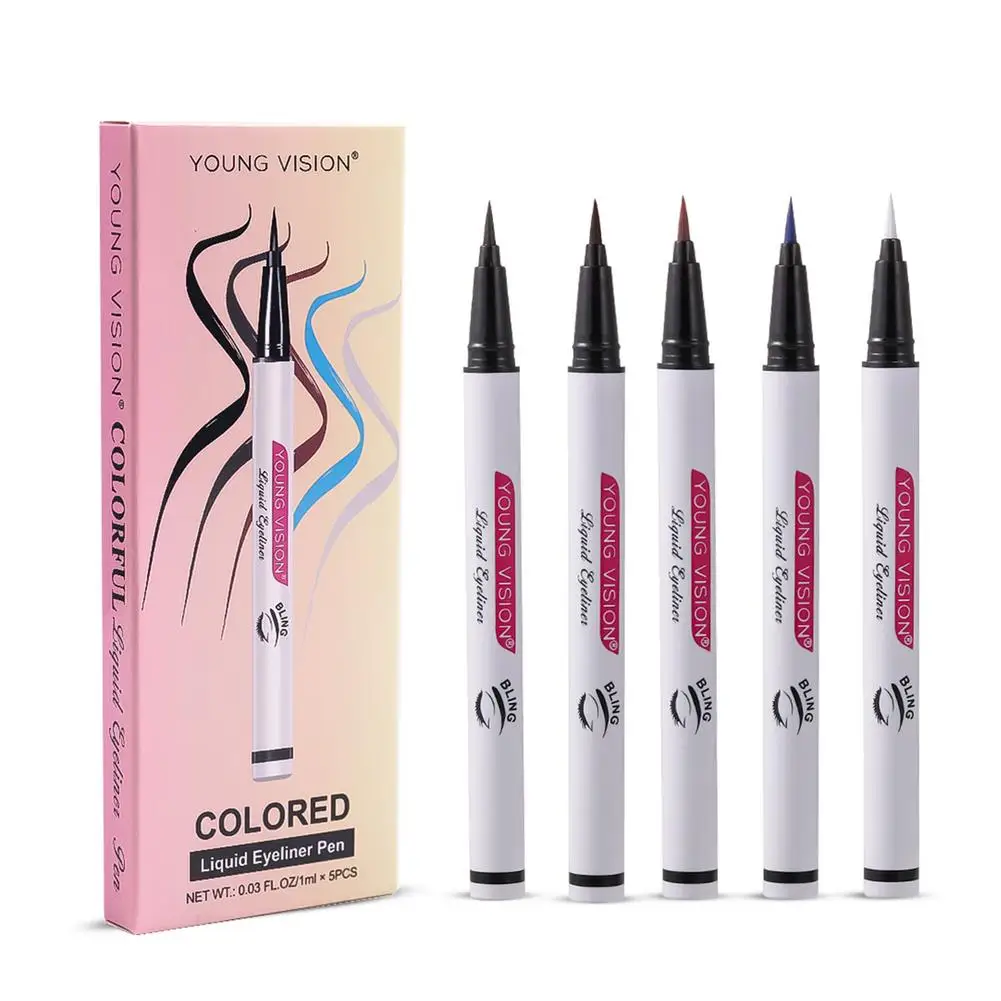5 Colors Liquid Eyeliner Pen Long Lasting Smudge Proof Eye Liner Pencils Waterproof Eye Liner Easy To Wear Eyes Makeup Cosmetics