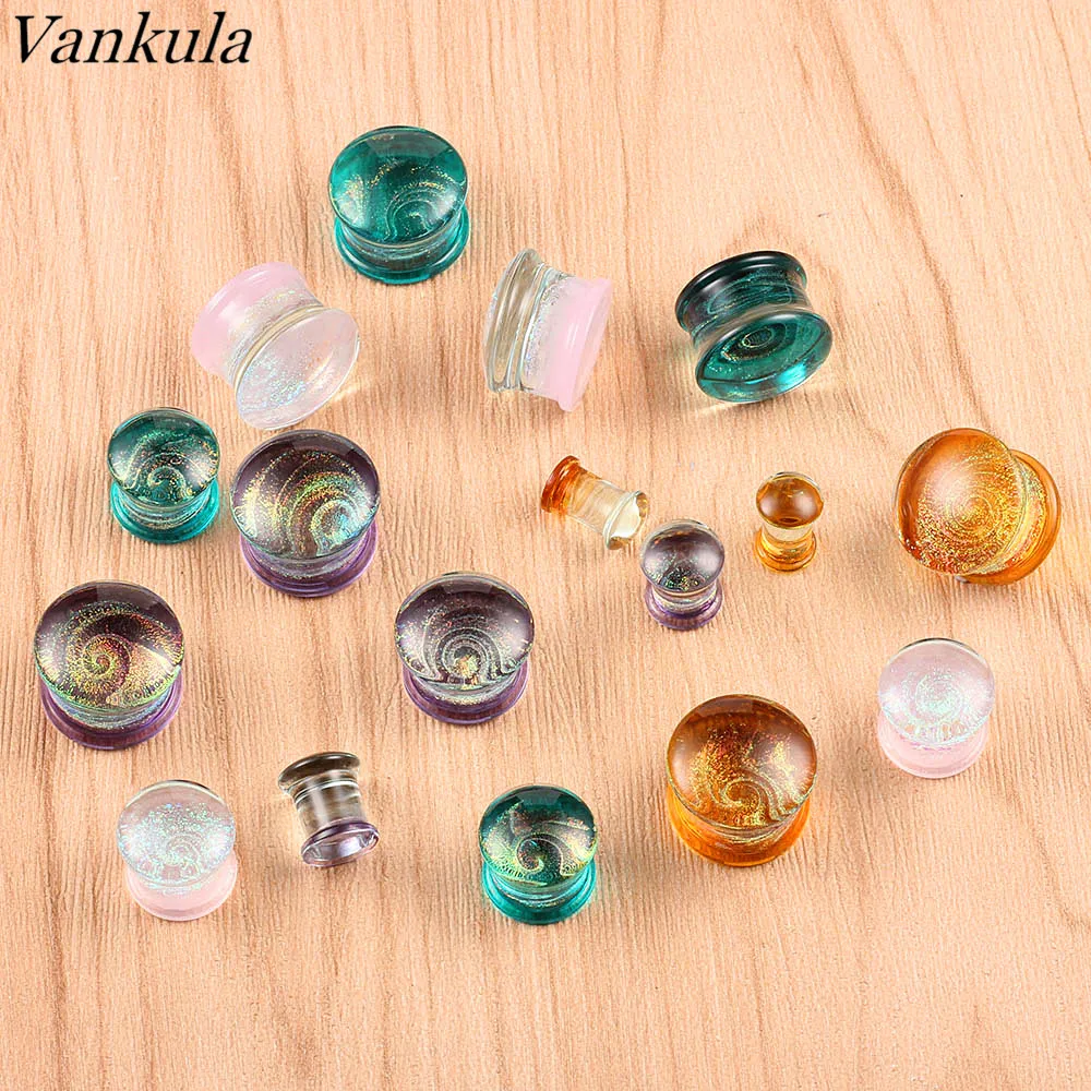 Vankula 2 шт. разноцветные стеклянные серьги для пирсинга туннелей гвоздики из