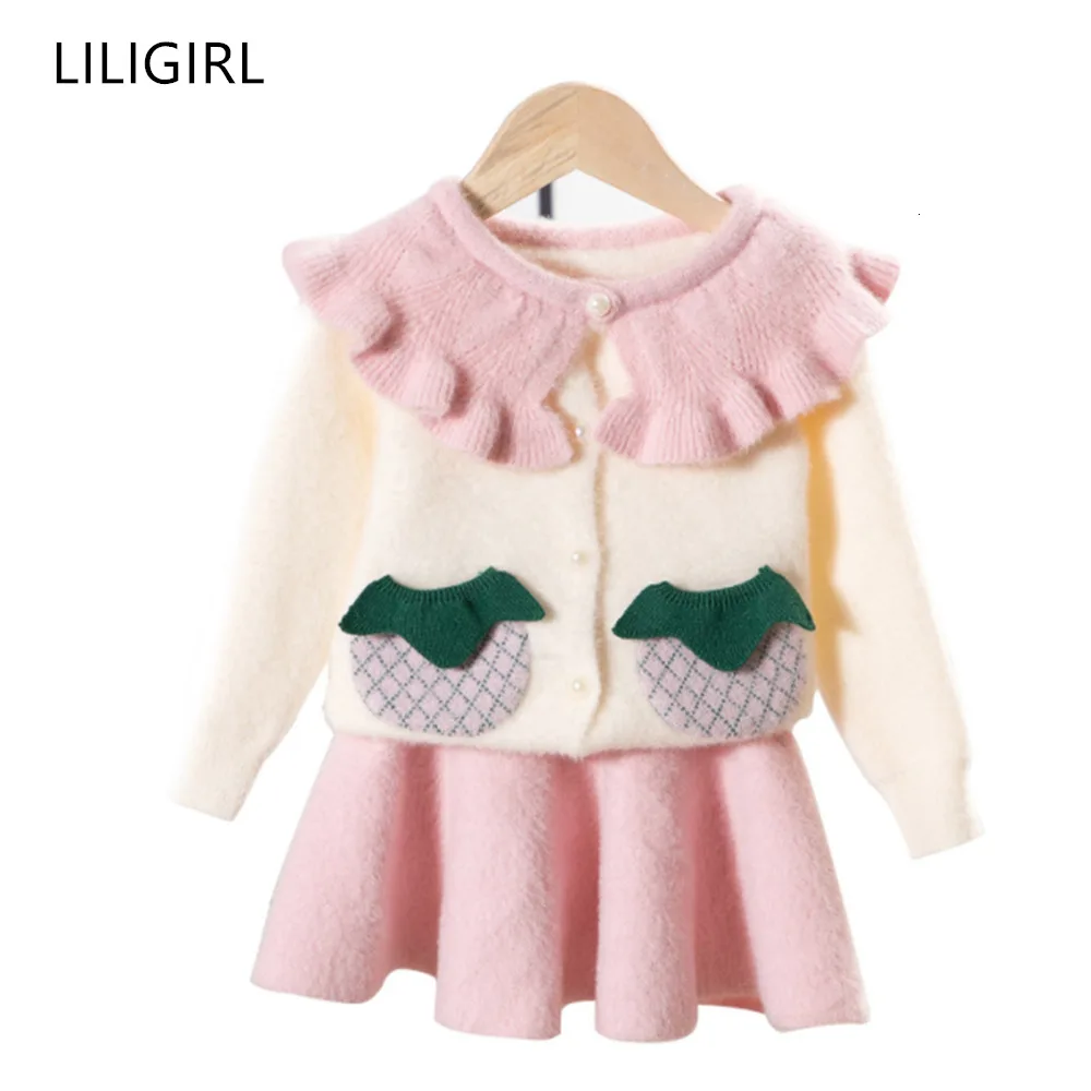 Платья для маленьких девочек; сезон весна-осень; детское платье принцессы с длинными рукавами и милым фруктовым узором; комплект одежды наряд для маленьких девочек