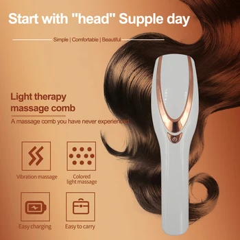 

Effective Hair Growth Comb Moisturize Scalp Infrared Rechargeable Usb Vibration Phototherapy Red / Blue Light Electric
