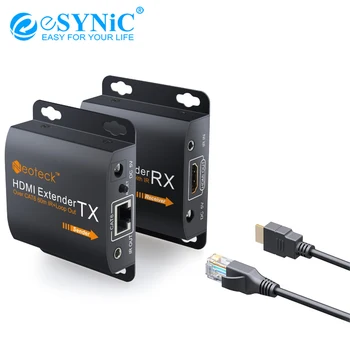 

eSYNiC 60m 1080p HDMI Extender With 2 Ports HDMI Splitter RJ45 Transmitter Receiverr TX/RX IR Extension Cable Cat6 Cat6a Cat7