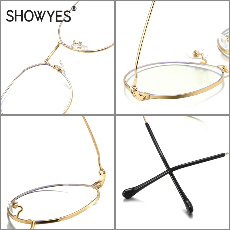 SHOWYES модные очки женские прозрачные линзы антибликовые очки для компьютера мужские игровые компьютерные очки для девушек винтажные 013