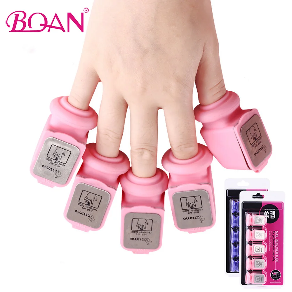

5 Pcs/Set Professional Silicone Gel Nail Polish Remove Cover Soaker Caps Nail Cleaning Manicure Art Tool Portable Nail Art Tool