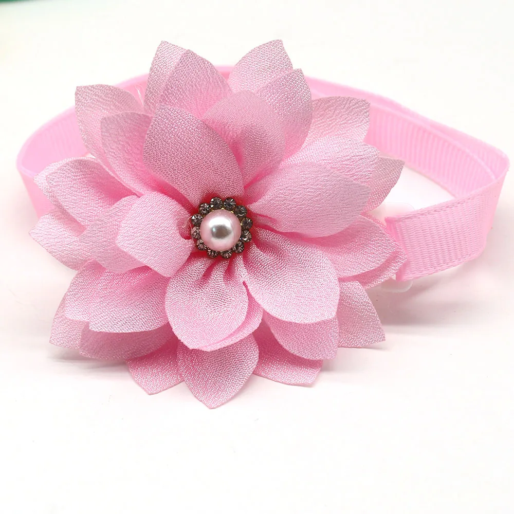 New 100pcs Small Dog Accessories Chiffon Rhinestone Pet Dog Cat Bowtie Collar Flower Small Dog Puppy Bow Tie Pet Supplies