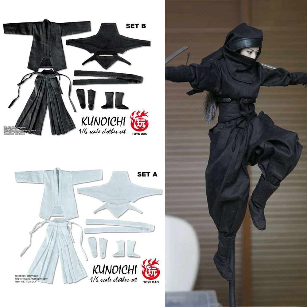 Toys Dao 1/6 Female Action Figure Ninja Kunoichi Clothes Set in Black #TD-04B