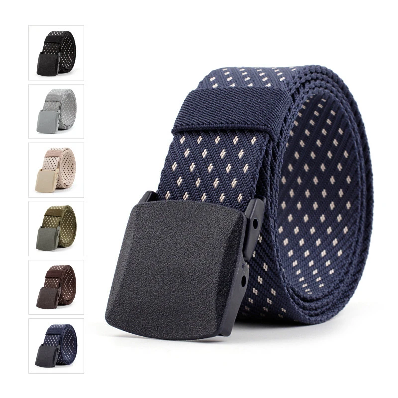 Previene la alergia cinturón automático de la hebilla de la cintura de los hombres de las mujeres 2020 nueva moda de impresión puntos salvaje estudiante cintura para Jeans cinturón de lona|Cinturones