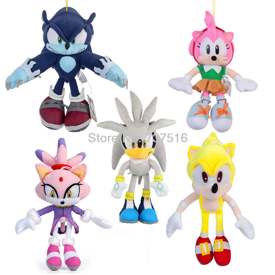 Новая серия Super Sonic Amy Rose Blaze the Cat Werehog Silver Hedgehog плюшевые игрушки для животных 11 20