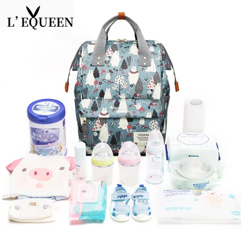 

LEQUEEN Fashion Mama Maternity Nappy Bag Large Capacity Baby Care Bag Mom Backpack Diaper Nursing Bag for Stroller Mochila Mamae