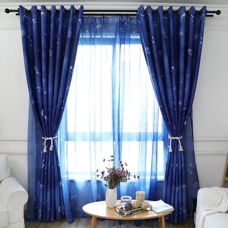 Modern Nordic Wind, Starry Sky, Twelve Constellations, Children's Room Shading Curtains for Living Dining Room Bedroom