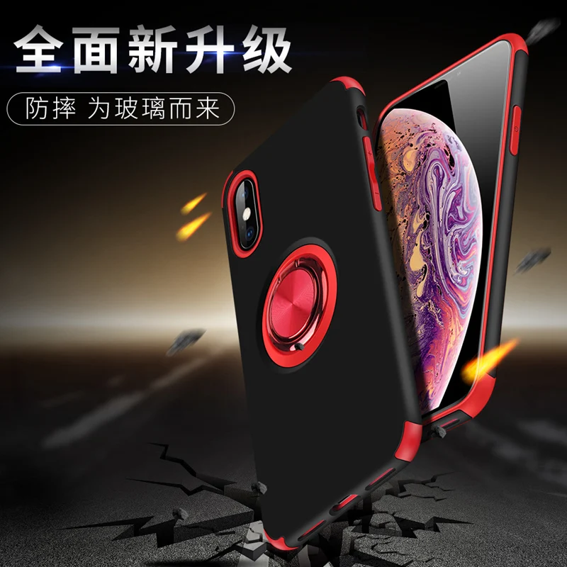 

Hybrid Colors Anti Knock Finger Ring Case For iPhone 11 Pro XR Xs Max X Shockproof Stand Holder Case for iPhone 7 6 6S 8 Plus
