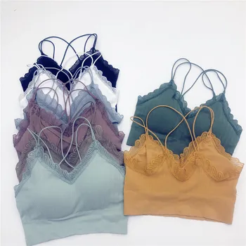 

2pcs Beautiful Back Wrapped Chest 2020 New Tube Top Bra Women Sports Vest Underwear Female Large Size Student Lace Bra NS1920